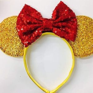 Gold and red Minnie Disney ears
